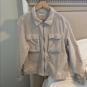 ALLSAINTS Beige/Stone Color Courdoroy Zip-Up Jacket